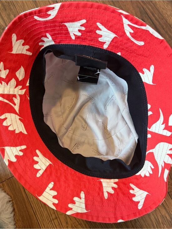 Borsalino Mistero Bucket Hat Red Floral Unisex Medium Cotton Summer MSRP $225